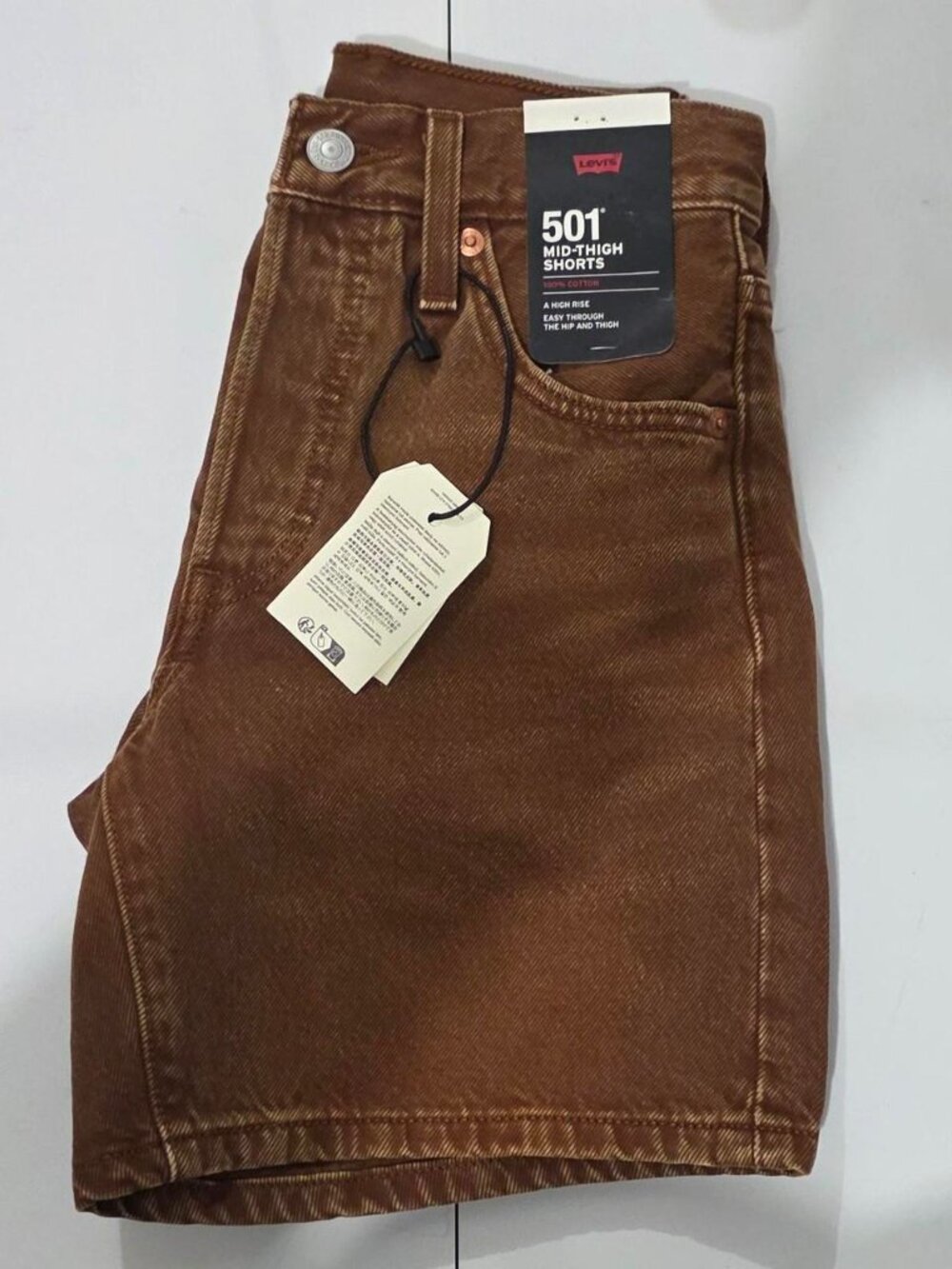 Levi's 501 Women's Brown Mid-Thighs Shorts - Size 23 - Picture 3 of 5
